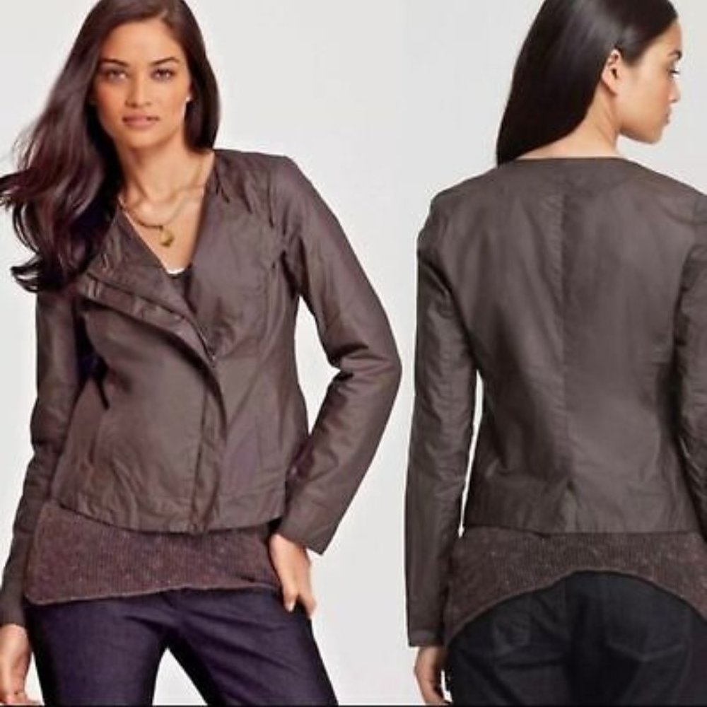 Eileen Fisher Waxed Cotton Moto Jacket